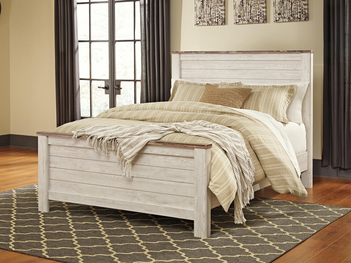 Willowton Queen Panel Bed - Whitewash (2)