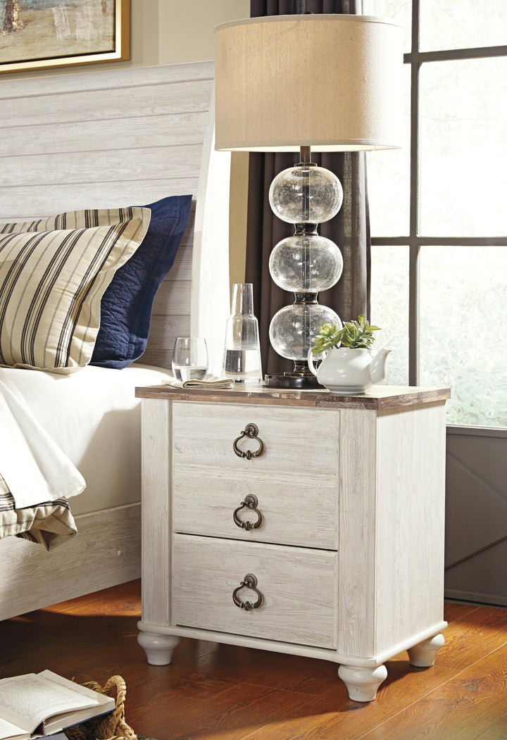 Willowton Twin Bed with Storage, Dresser, Mirror, Chest and Nightstand - Whitewash (13)