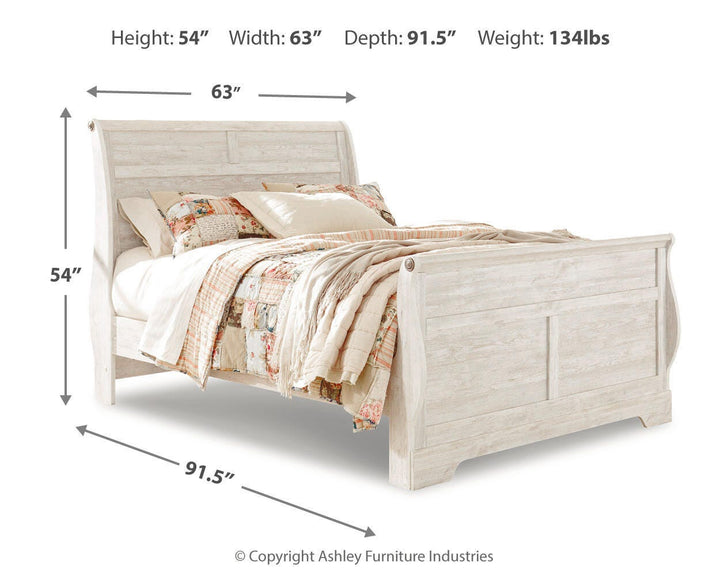 Willowton Queen Sleigh Bed - Whitewash (3)