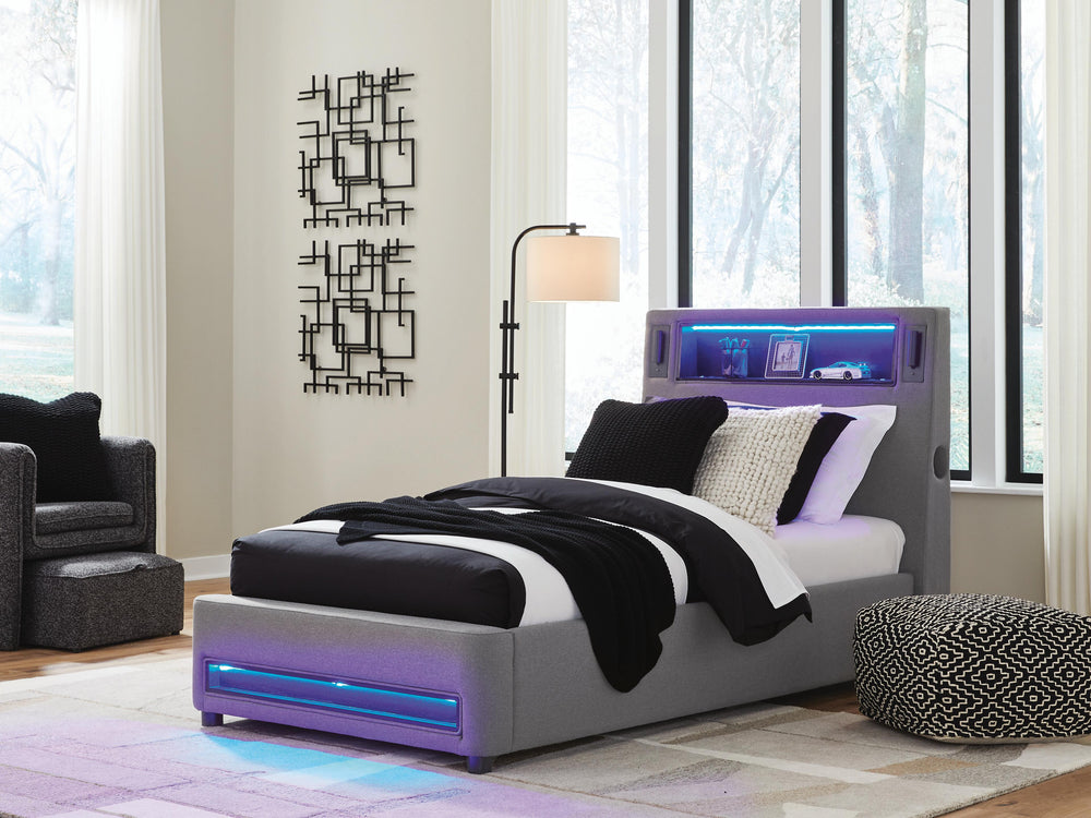 Verishaw Twin Upholstered Bed - Gray (7)