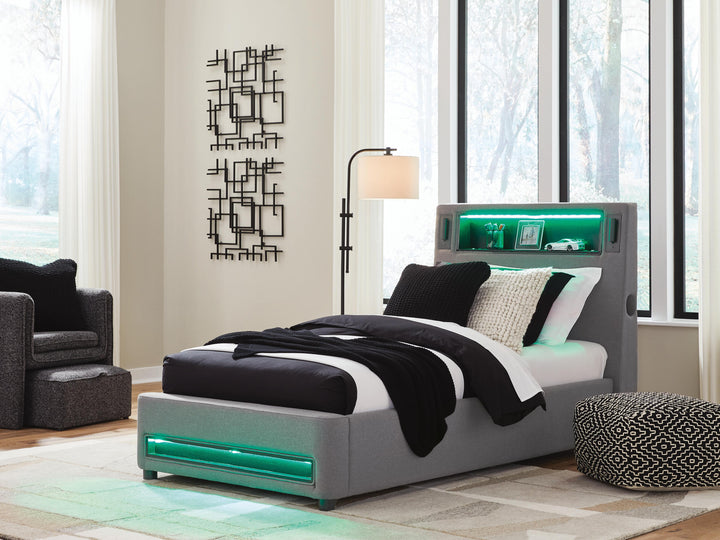 Verishaw Twin Upholstered Bed - Gray (9)
