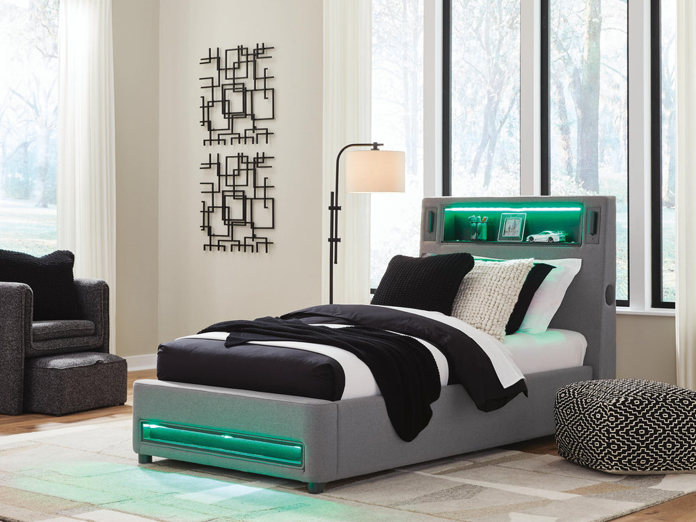 Verishaw Twin Upholstered Bed - Gray (9)