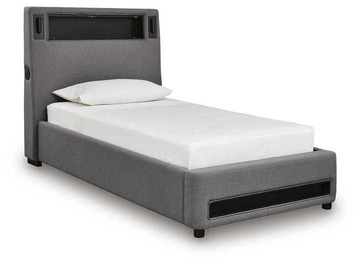 Verishaw Twin Upholstered Bed - Gray (1)