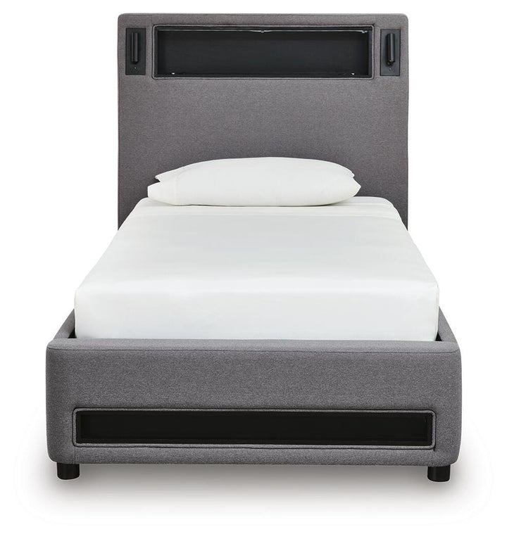 Verishaw Twin Upholstered Bed - Gray (4)