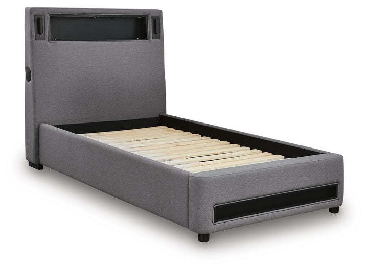 Verishaw Twin Upholstered Bed - Gray (3)