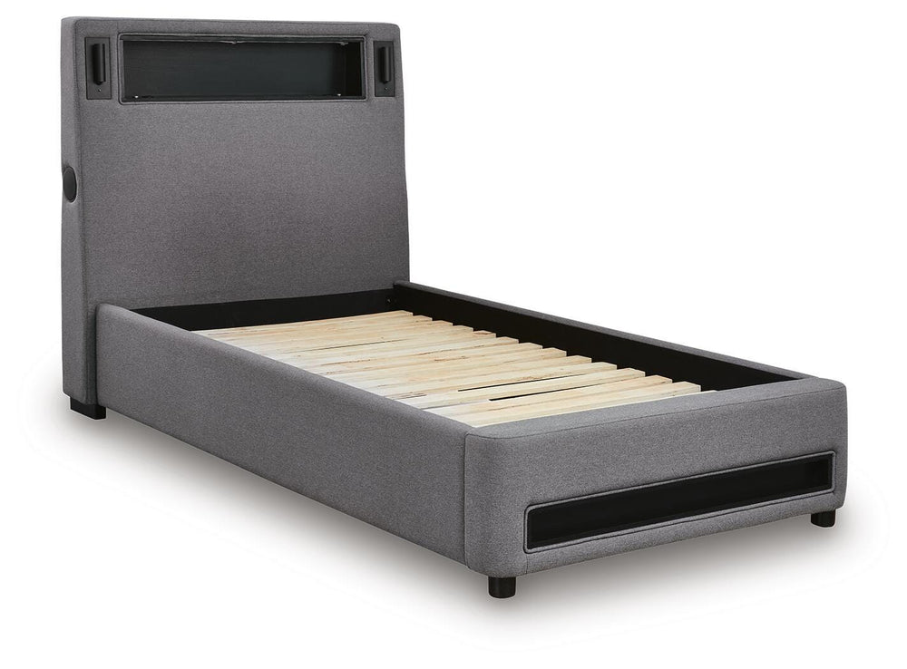 Verishaw Twin Upholstered Bed - Gray (3)