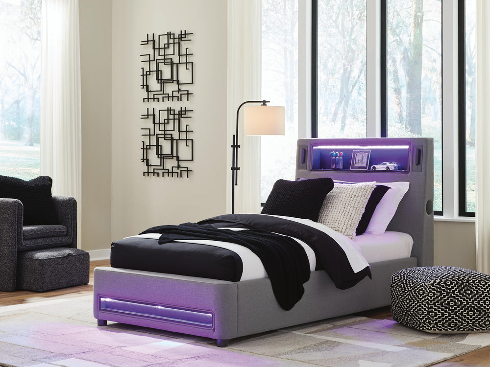 Verishaw Twin Upholstered Bed - Gray (10)
