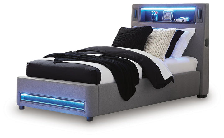Verishaw Twin Upholstered Bed - Gray (6)