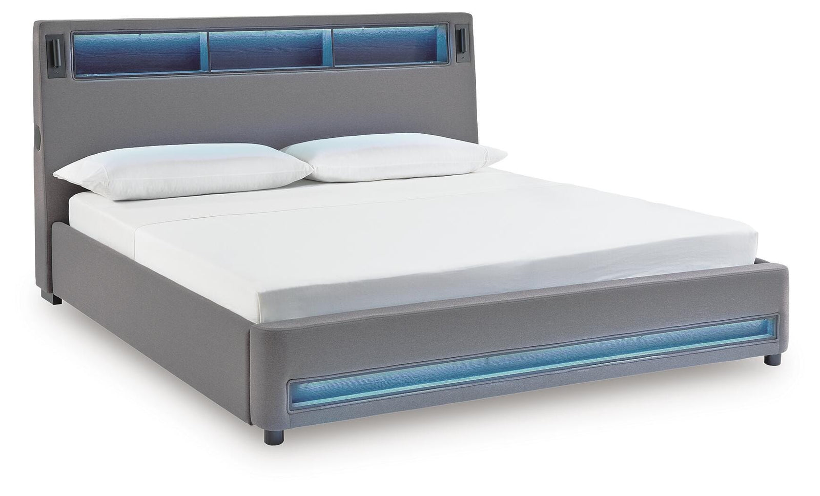 Verishaw California King Upholstered Bed - Gray (1)