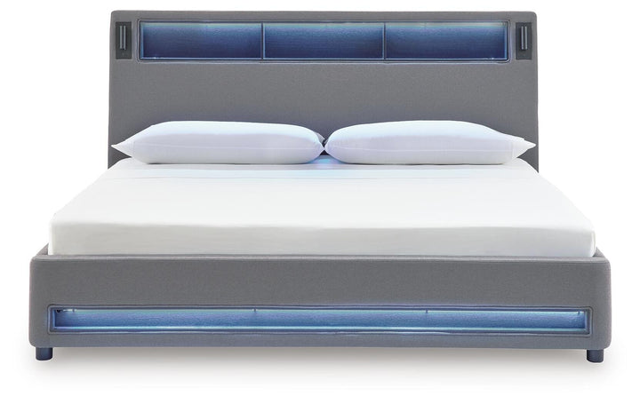 Verishaw California King Upholstered Bed - Gray (6)