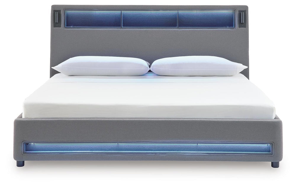 Verishaw California King Upholstered Bed - Gray (6)