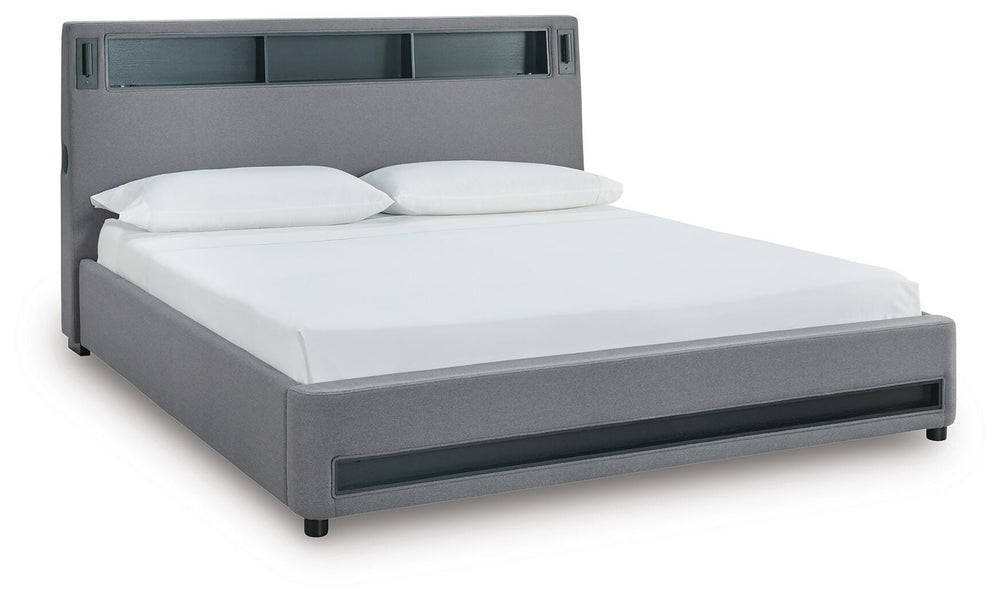 Verishaw King Upholstered Bed - Gray (3)