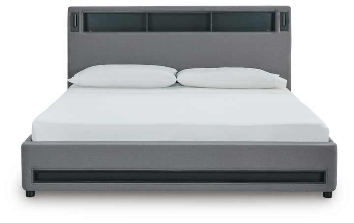 Verishaw California King Upholstered Bed - Gray (7)