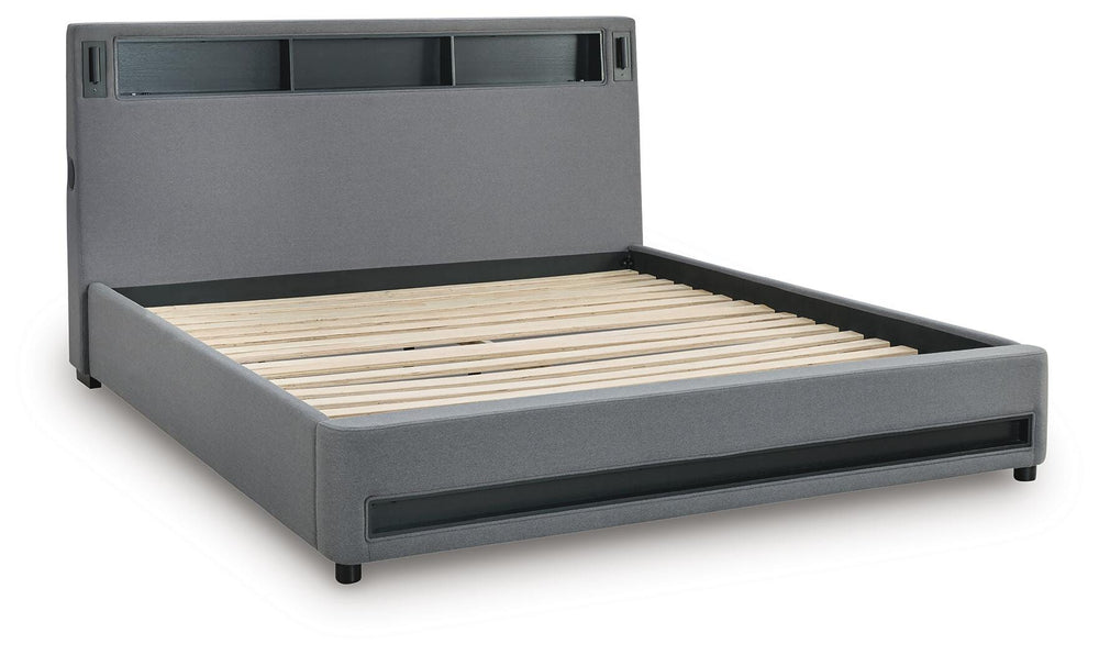Verishaw King Upholstered Bed - Gray (5)