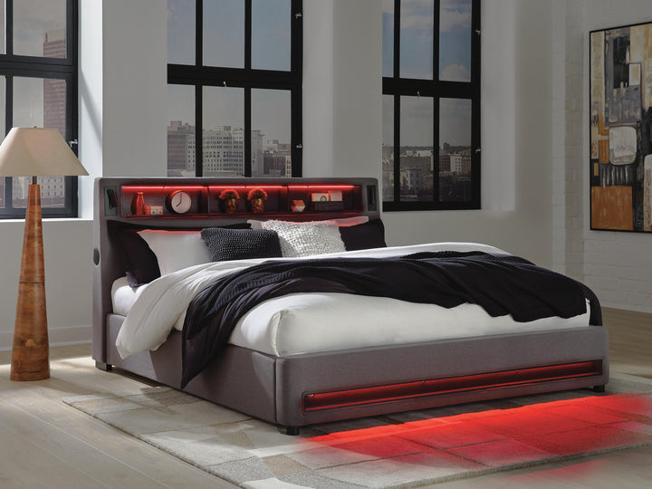 Verishaw King Upholstered Bed - Gray (10)