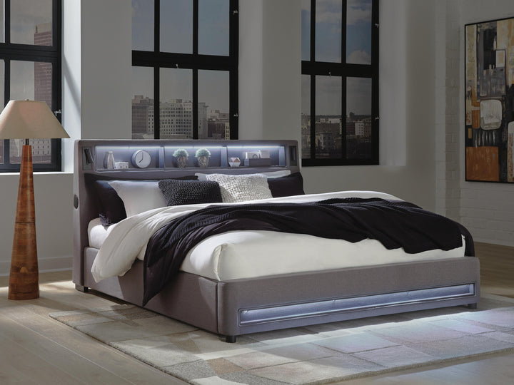 Verishaw King Upholstered Bed - Gray (11)