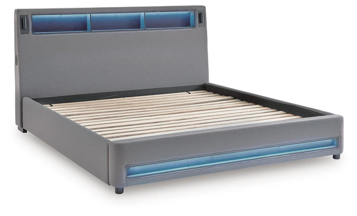 Verishaw California King Upholstered Bed - Gray (4)
