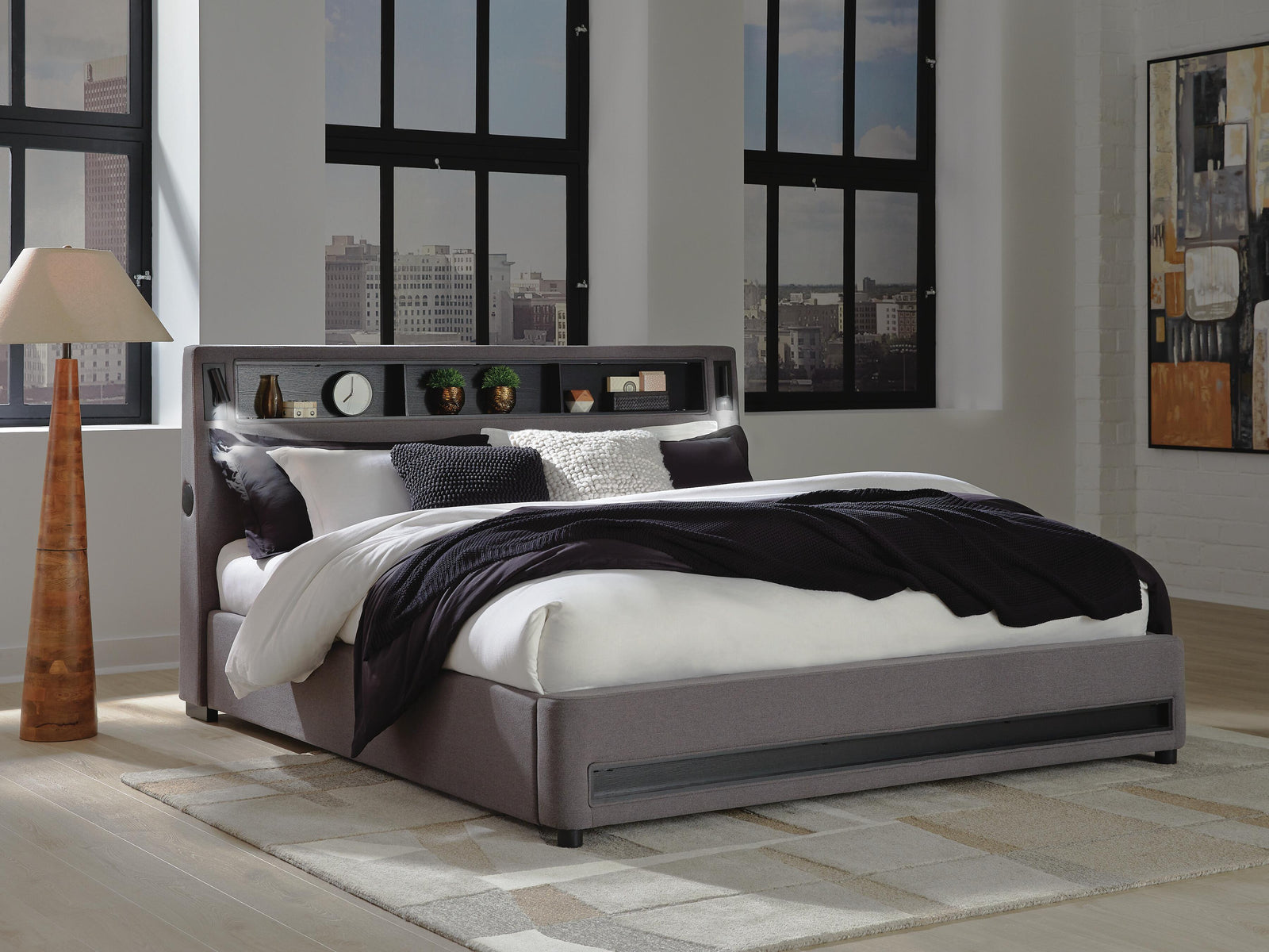 Verishaw King Upholstered Bed - Gray (2)