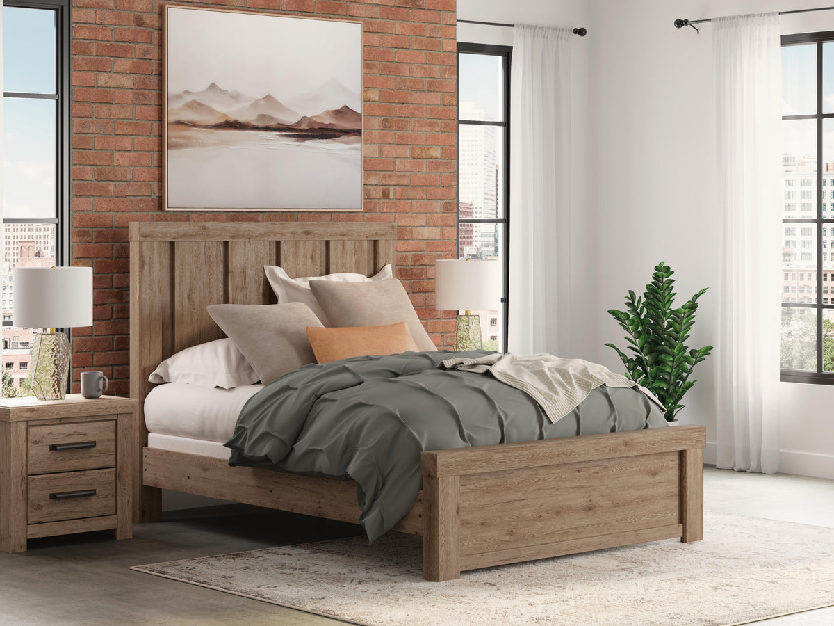 Oliandon Queen Panel Bed - Light Brown (2)