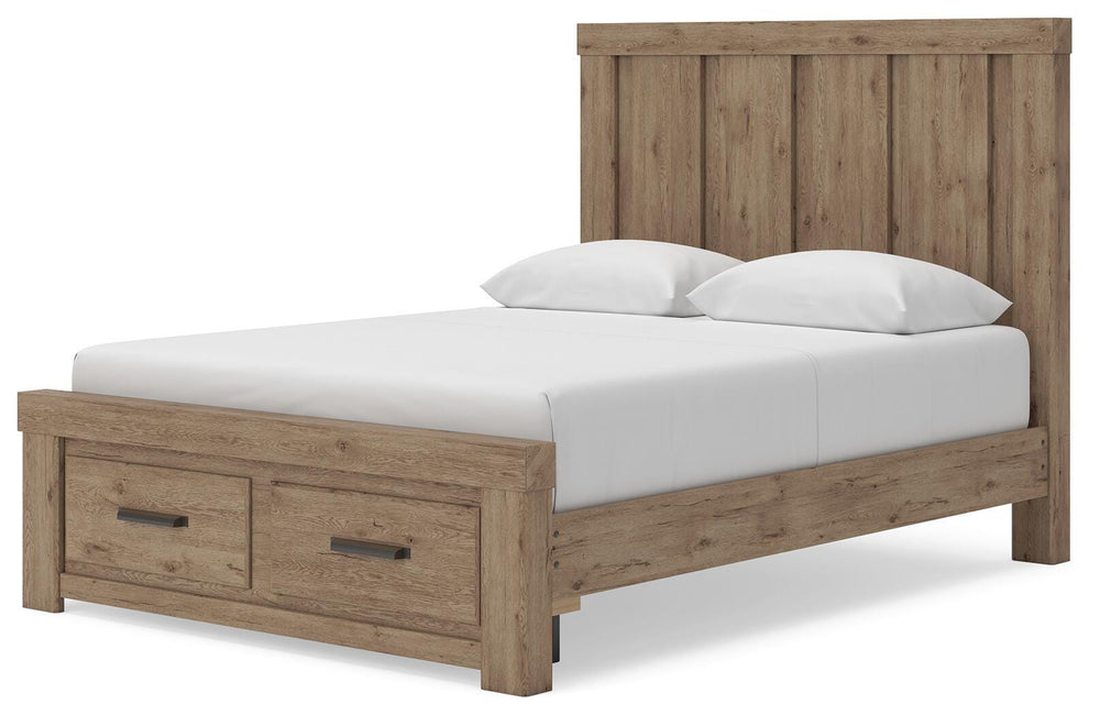 Oliandon Queen Panel Storage Bed - Light Brown (4)