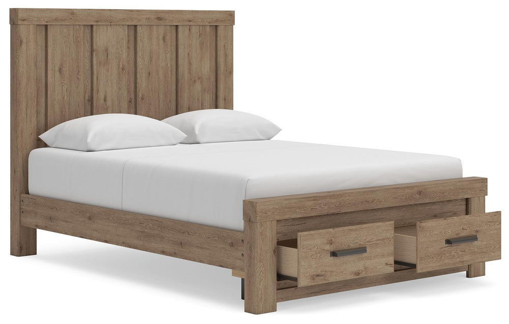 Oliandon Queen Panel Storage Bed - Light Brown (5)