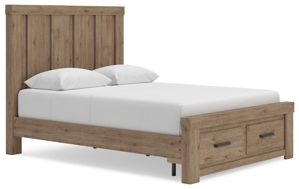 Oliandon Queen Panel Storage Bed - Light Brown (1)