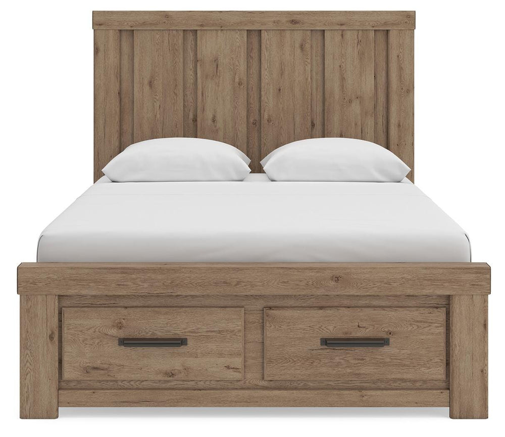 Oliandon Queen Panel Storage Bed - Light Brown (6)