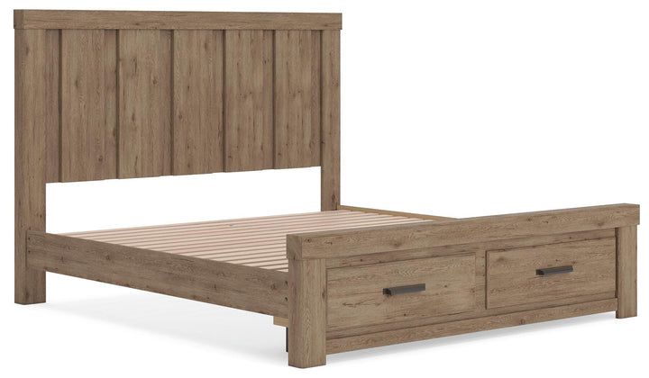 Oliandon King Panel Storage Bed - Light Brown (3)