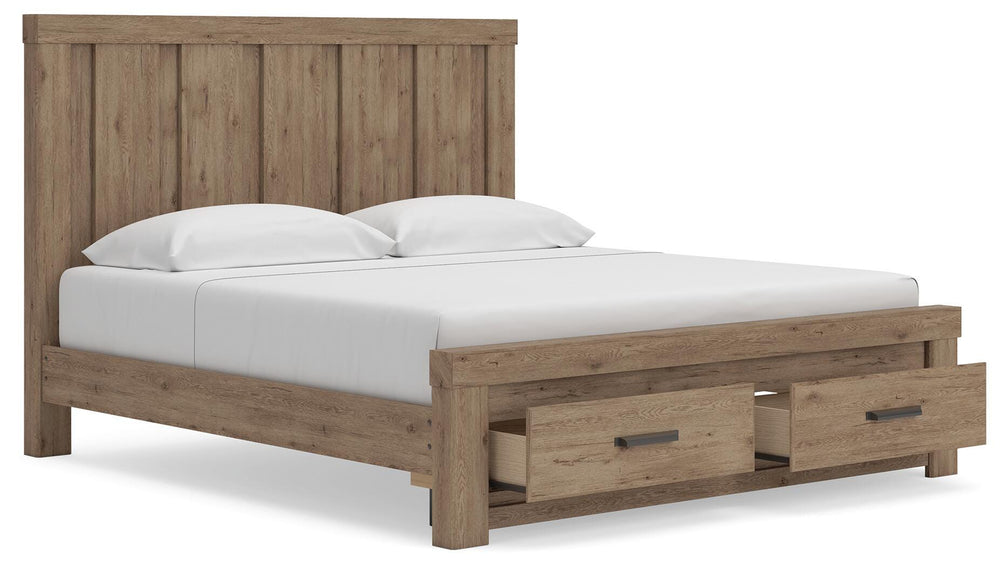 Oliandon King Panel Storage Bed - Light Brown (5)