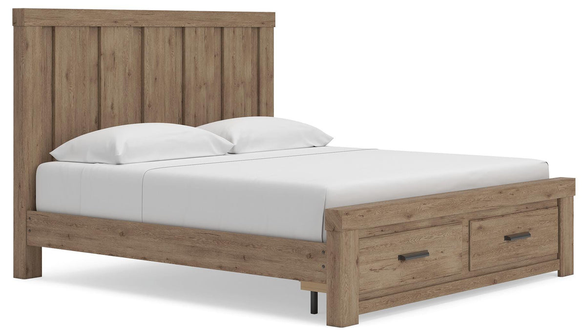 Oliandon King Panel Storage Bed - Light Brown (2)