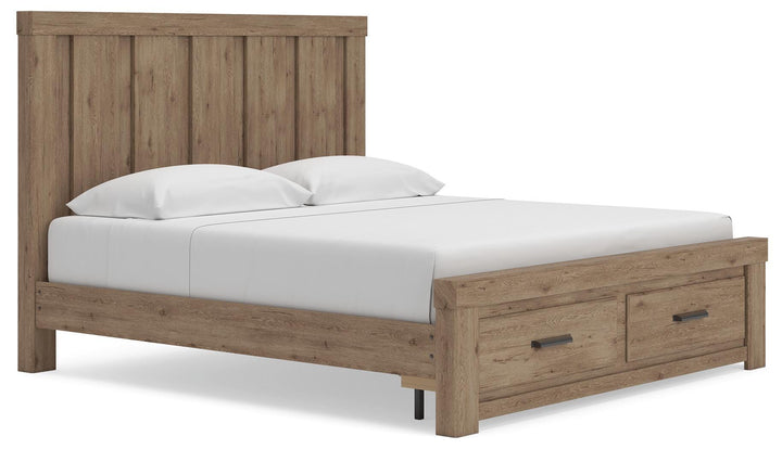 Oliandon King Panel Storage Bed - Light Brown (2)