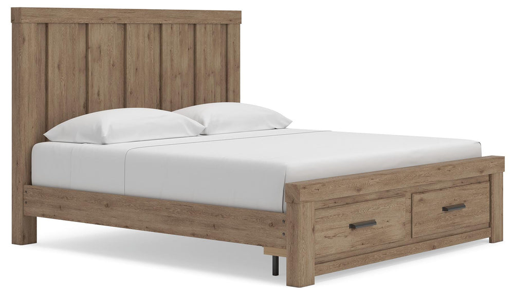 Oliandon King Panel Storage Bed - Light Brown (2)