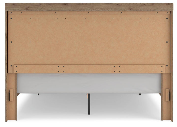 Oliandon King Panel Storage Bed - Light Brown (7)