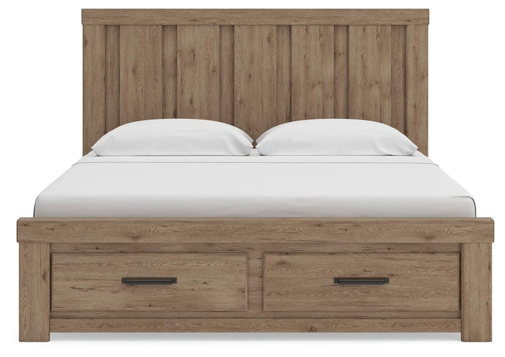 Oliandon King Panel Storage Bed - Light Brown (6)