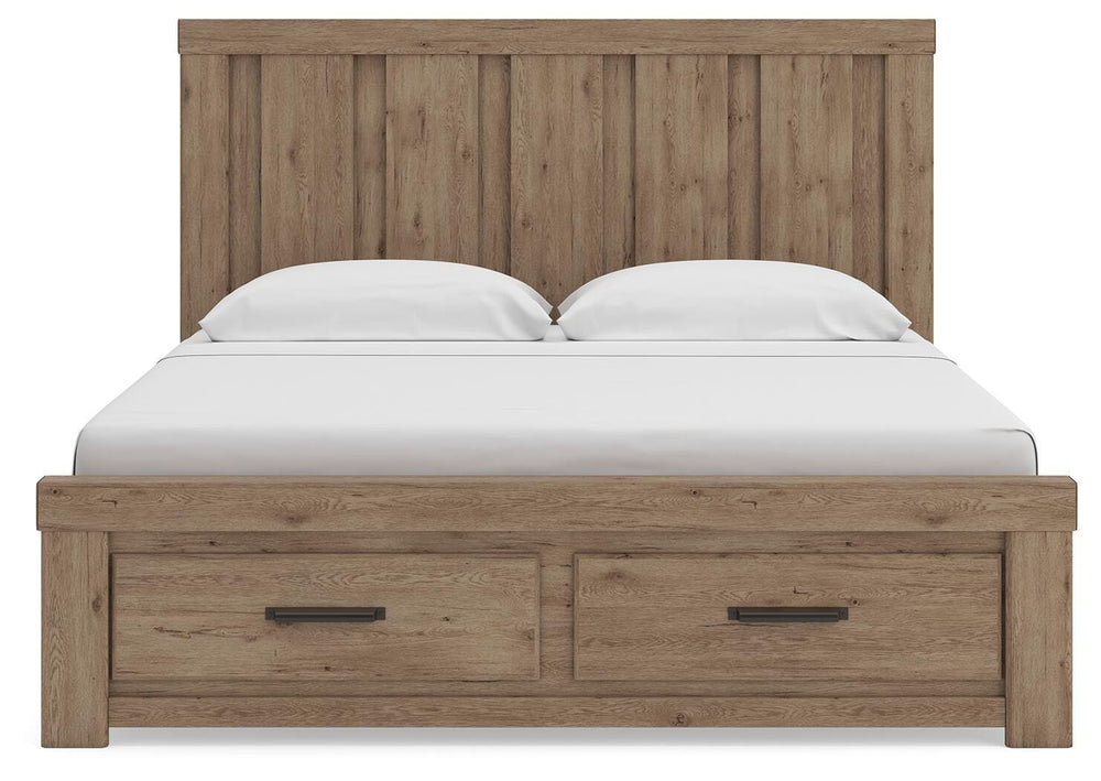 Oliandon King Panel Storage Bed - Light Brown (6)