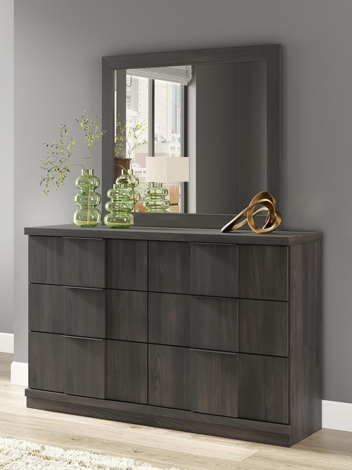 Shaehartin Dresser and Mirror - Dark Brown (2)