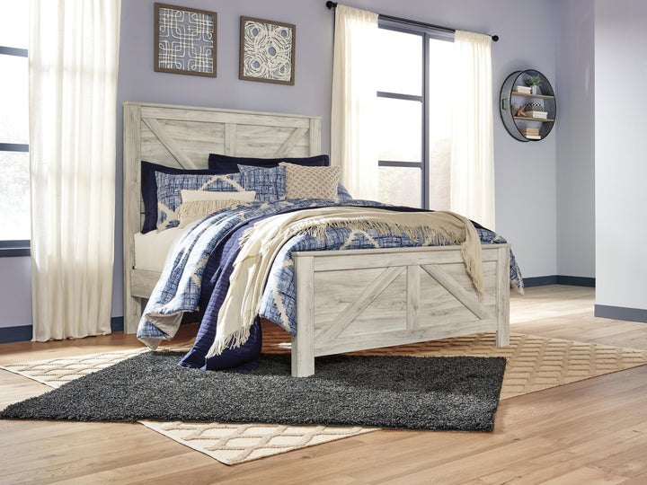 Bellaby Queen Crossbuck Panel Bed, Dresser, Mirror and 2 Nightstands - Whitewash (5)