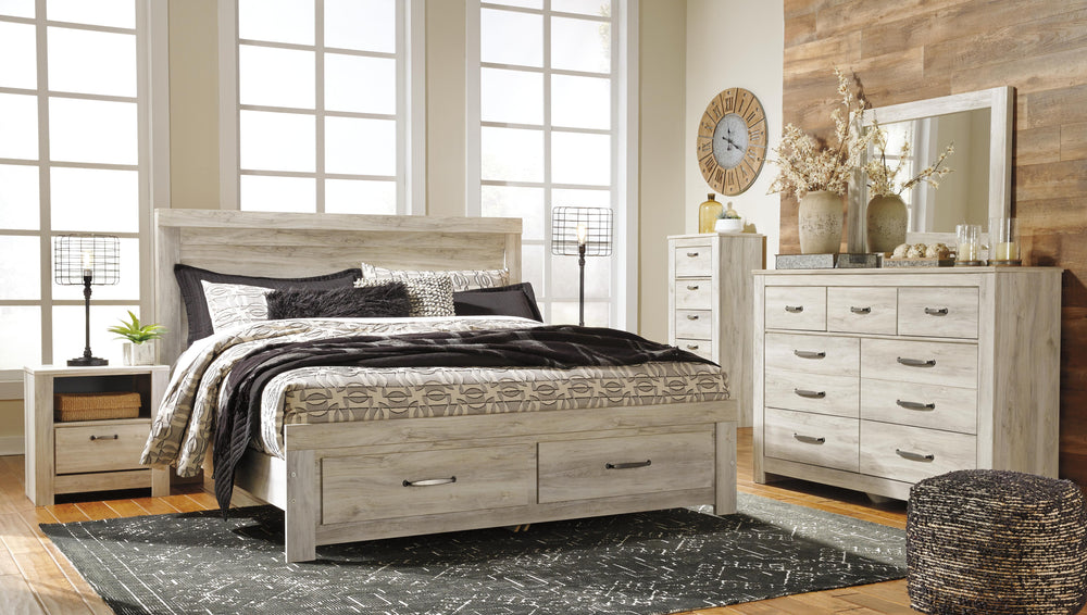 Bellaby King Platform Bed with 2 Storage Drawers - Whitewash (4)