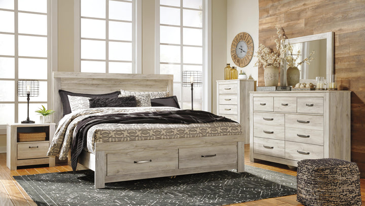 Bellaby King Storage Bed, Dresser, Mirror, Chest and 2 Nightstands - Whitewash (1)