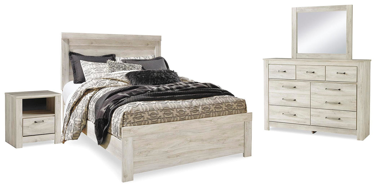Bellaby Queen Panel Bed, Dresser, Mirror, and Nightstand - Whitewash (1)