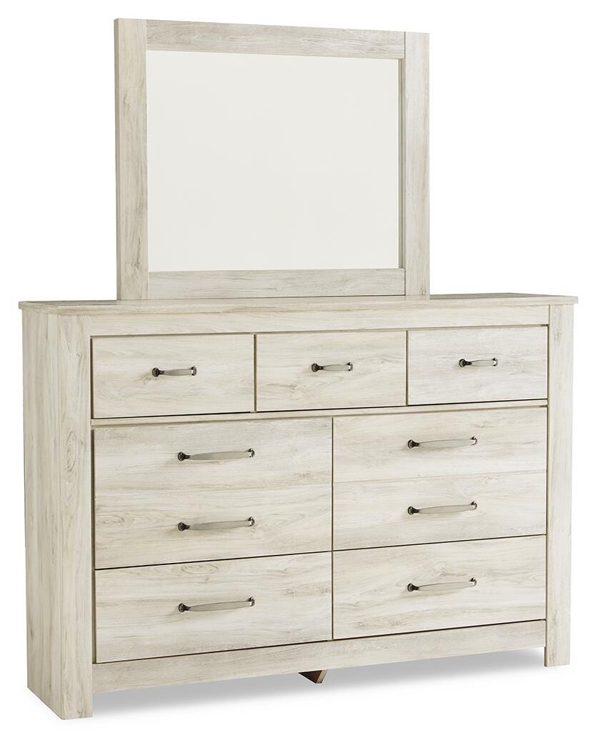 Bellaby Queen Panel Bed, Dresser, Mirror, Chest and 2 Nightstands - Whitewash (3)