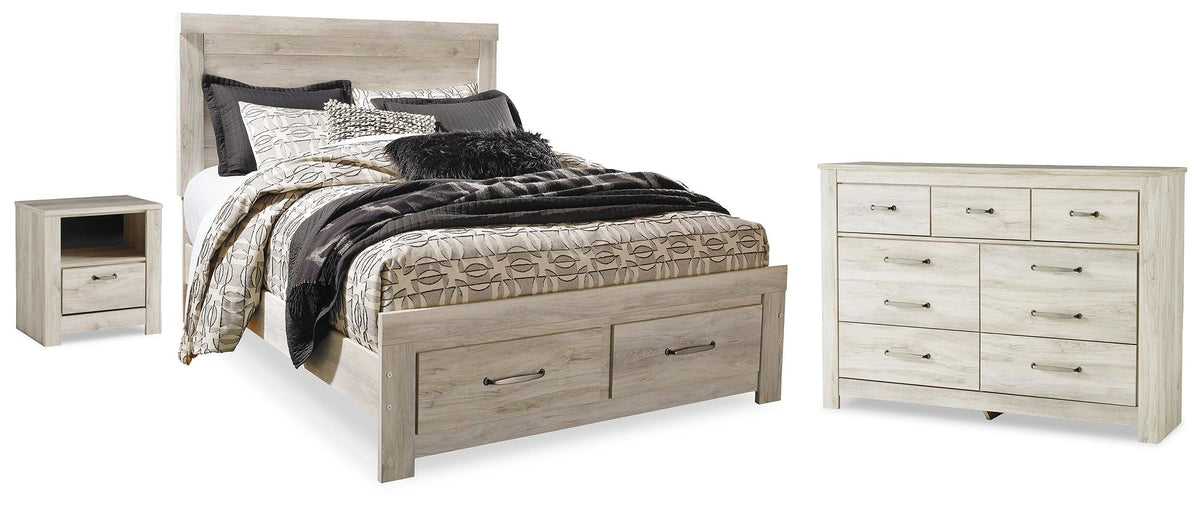 Bellaby Queen Panel Storage Bed, Dresser and Nightstand (1)