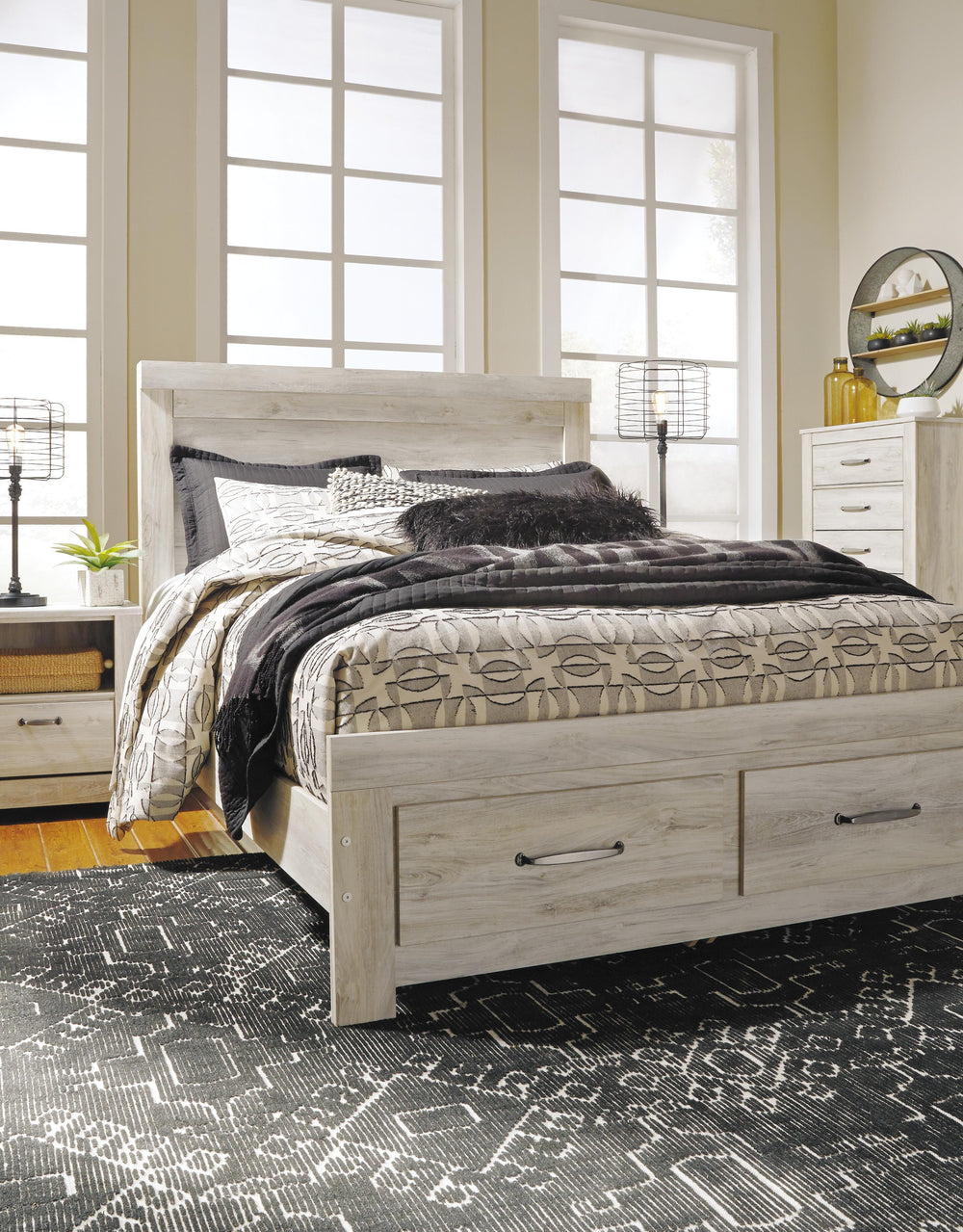 Bellaby Queen Platform Bed with 2 Storage Drawers - Whitewash (9)