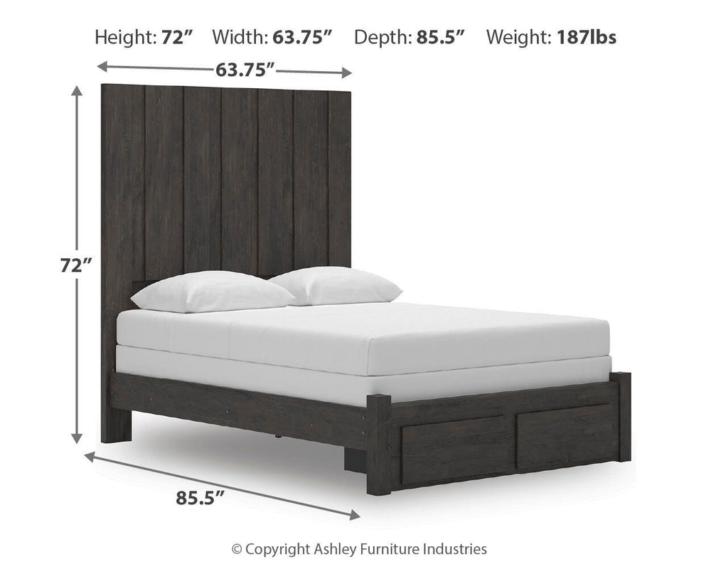 Fraluna Queen Panel Storage Bed - Dark Gray (4)