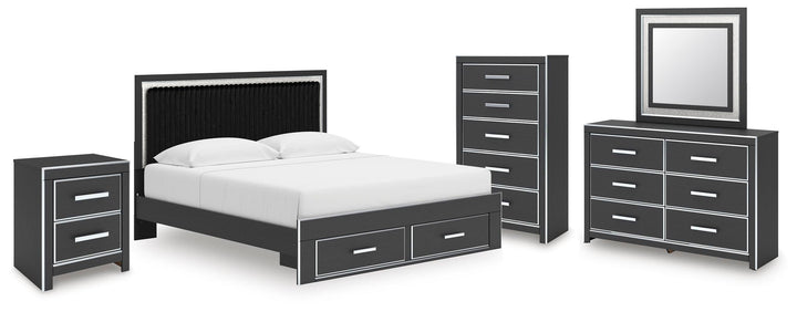 Zuraleus King Storage Bed, Dresser, Mirror, Chest and Nightstand (1)