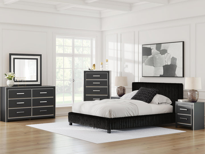 Zuraleus King Upholstered Bed, Dresser, Mirror and Nightstand