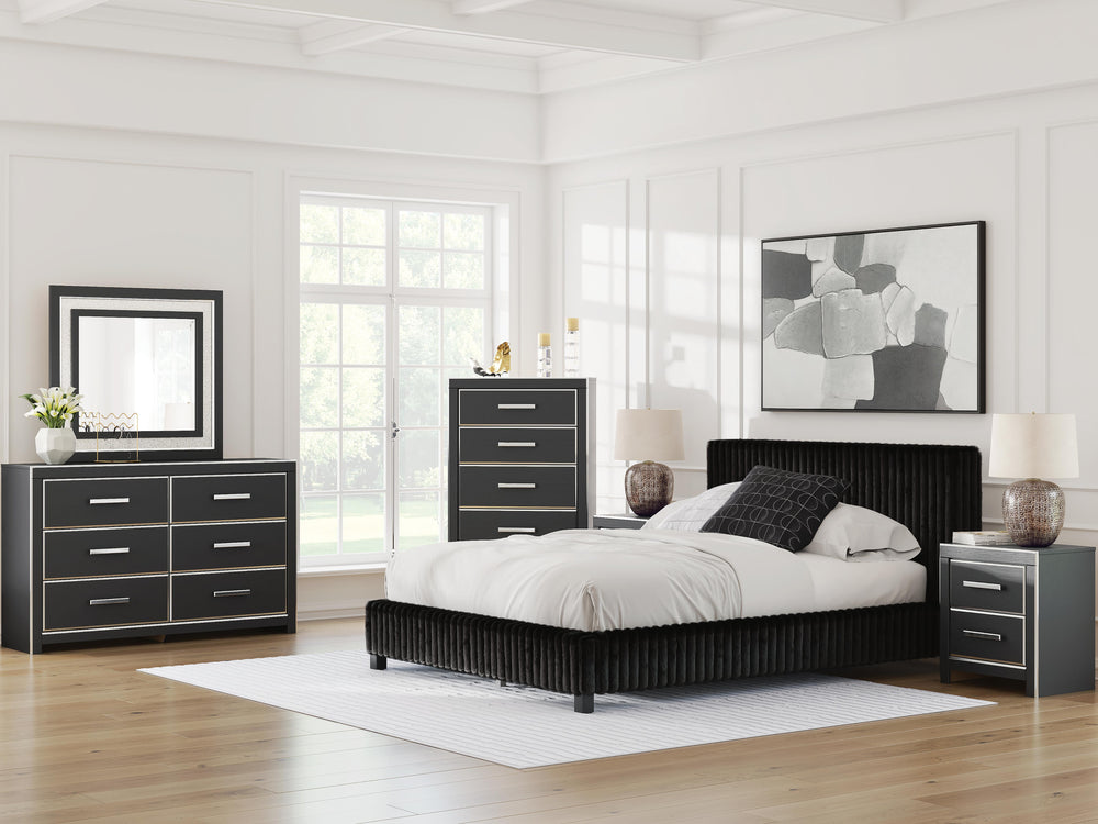 Zuraleus King Upholstered Bed, Dresser, Mirror and Nightstand