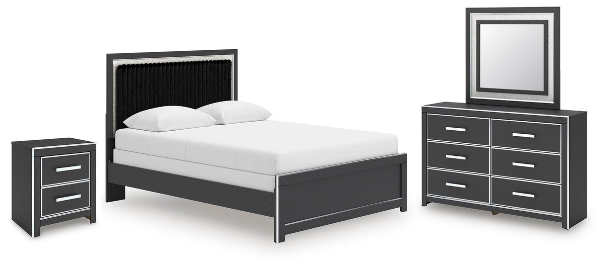 Zuraleus Queen Panel Bed, Dresser, Mirror and Nightstand - Black (1)