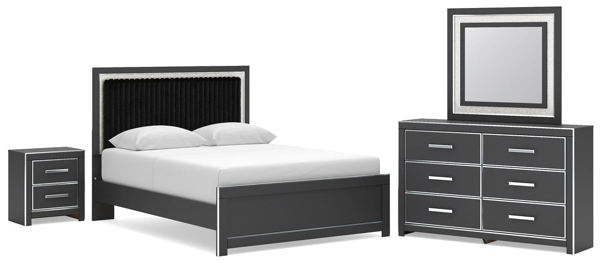 Zuraleus Queen Upholstered Bed, Dresser, Mirror and Nightstand (1)