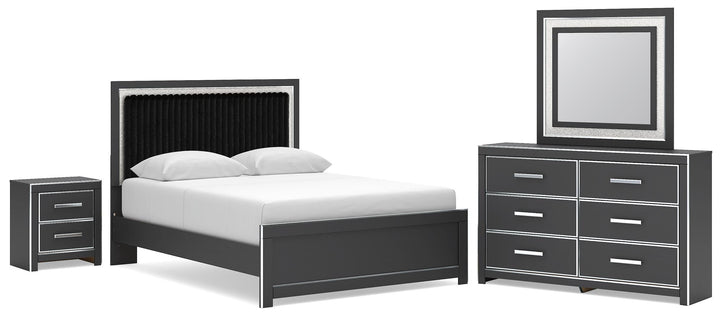 Zuraleus Queen Upholstered Bed, Dresser, Mirror and Nightstand (1)